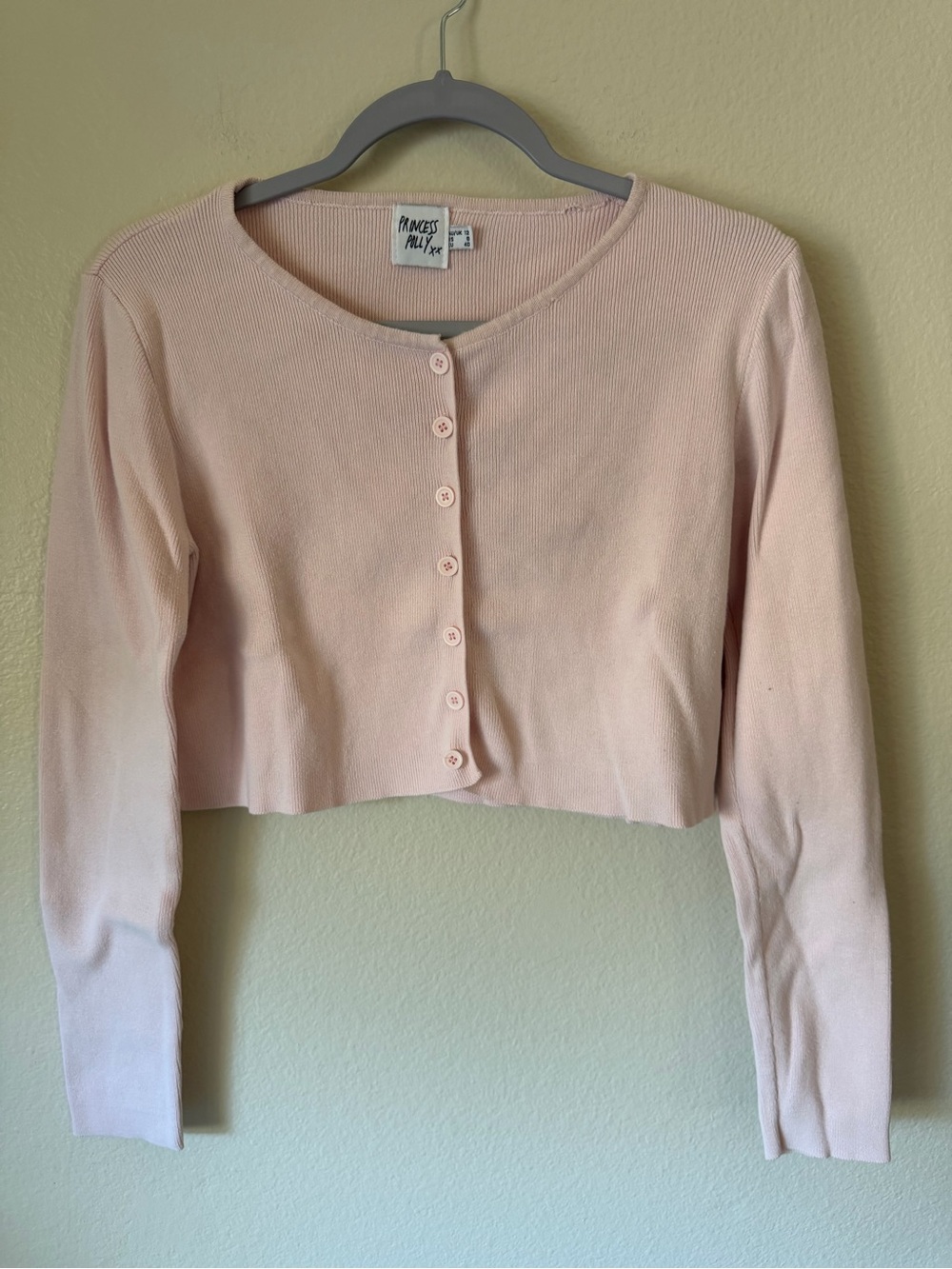 Princess Polly Pale Pink Cropped Button Cardigan